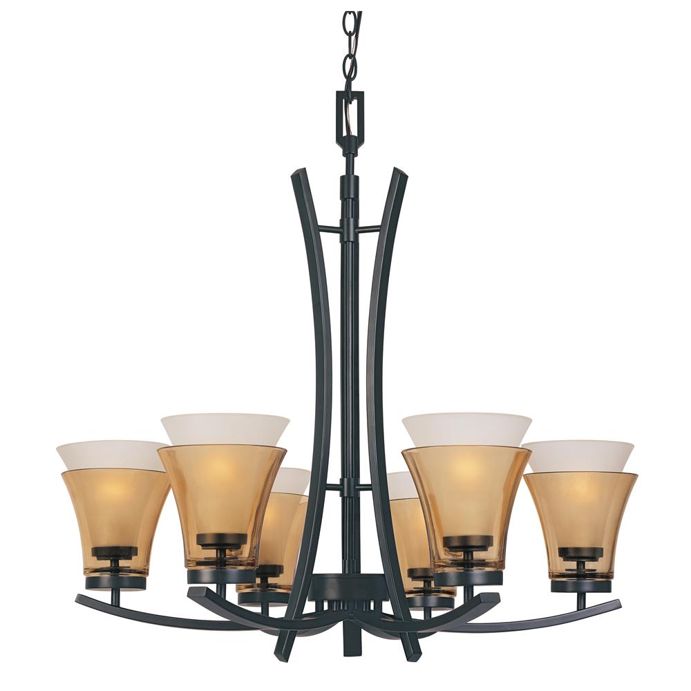 Designers Fountain 83186-ORB 6 Light Chandelier in Oil Rubbed Bronze (Clear Champagne with Frosted White Glass inside Glass)